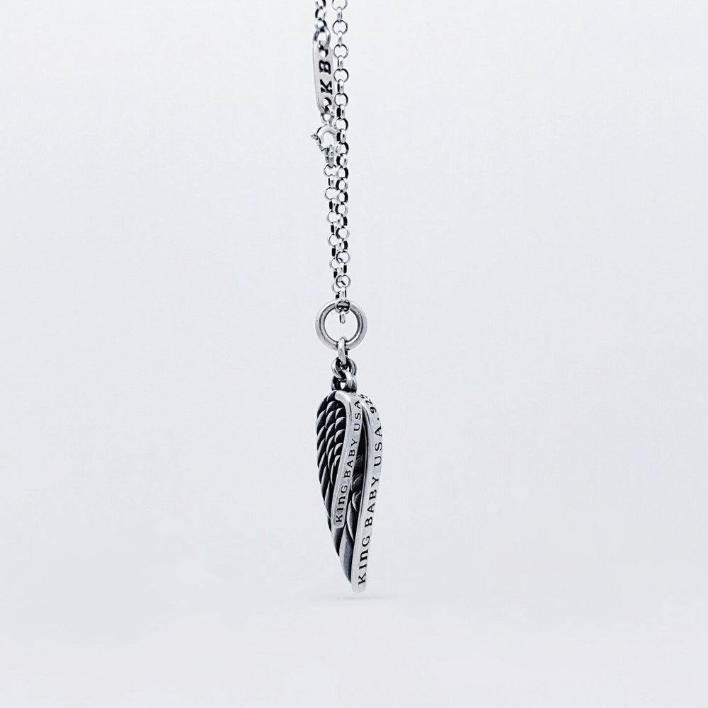 King Baby Double Wing Pendant & 18" chain